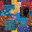 Bandana paisley fabric patchwork vector seamless pattern
