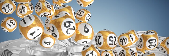 Sticker - Composite image of lottery balls with numbers