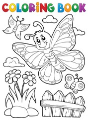 Poster - Coloring book happy butterfly topic 5