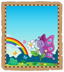 Canvas Print - Parchment with happy butterfly theme 2