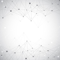 Fototapete - Technology grey illustration . Connected lines with dots