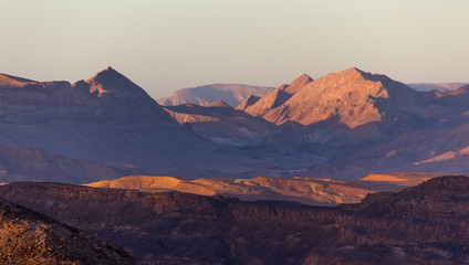  Mountains in the desert at sunrise sunset