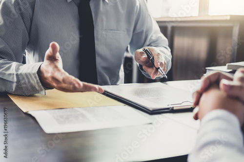 Cuadros en Lienzo Businessman and Male lawyer consult having team meeting with client, Law and Leg