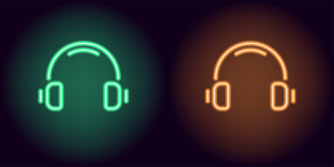 Sticker - Green and orange neon headphones