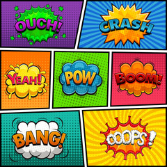 Wall Mural - Comic speech bubbles background divided by lines vector

