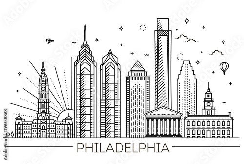 Fotografía Philadelphia. Pennsylvania USA. Skyline with panorama