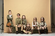 © master1305 - The group of beautiful girls and boys on a pastel background