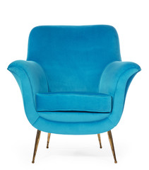old retro sixties style chair in blue