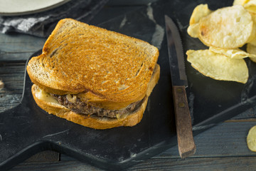 Canvas Print - Homemade Cheesy Patty Melt Sandwich