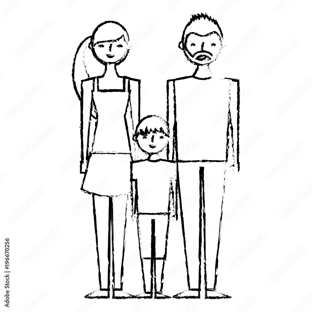 happy family standing together father mother and son vector ...
