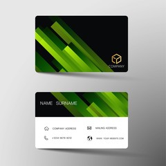 Modern business card template design. With inspiration from geometric. Contact card for company. Two sided black and white on the gray background. Vector illustration. 