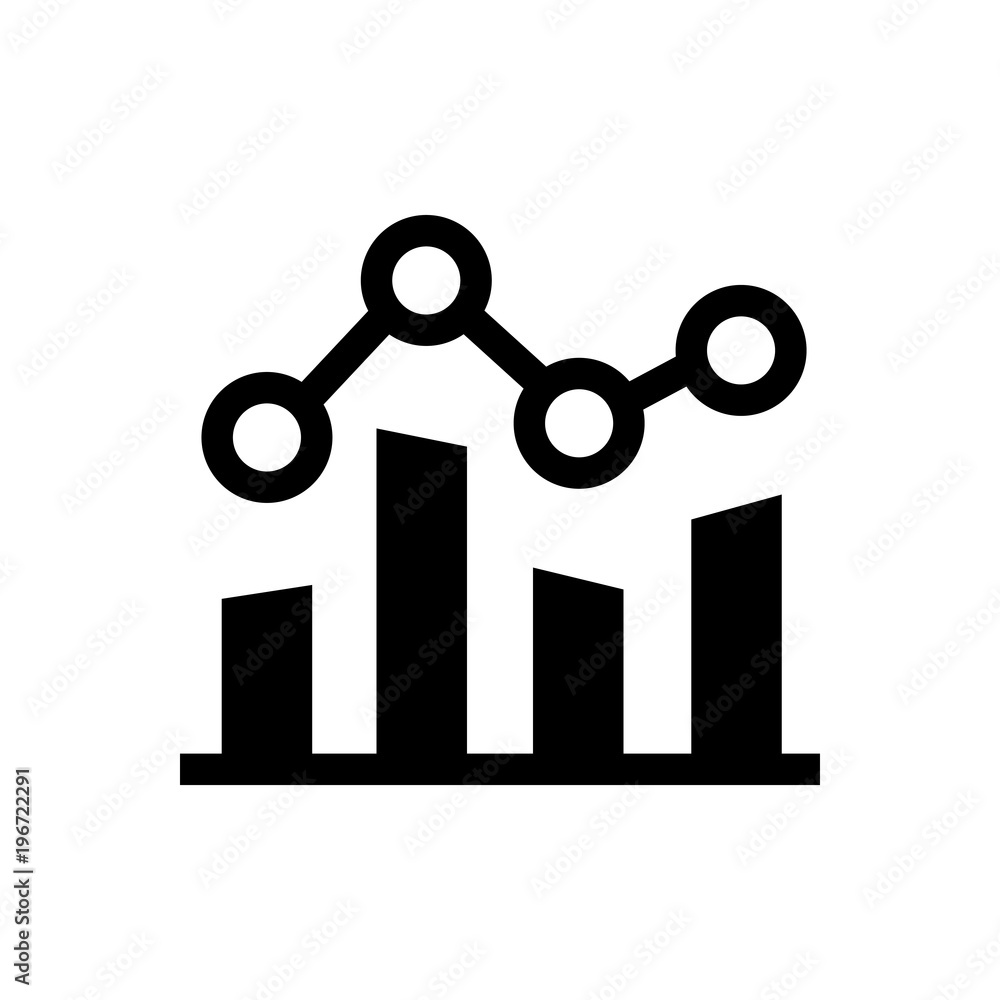 Trend Line Math Icon graph with trendline outlined vector icon. Stock Vector | Adobe Stock
