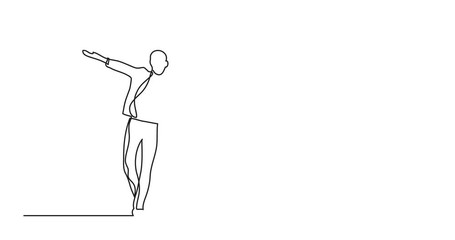 Wall Mural - Animation of happy man walking - single line drawing