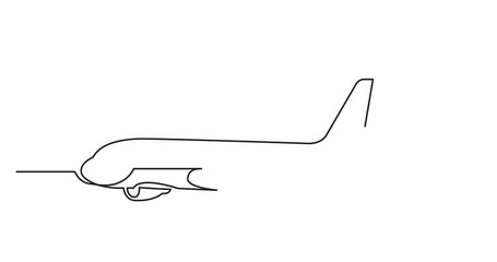 Sticker - Animation of one line drawing of passenger airplane