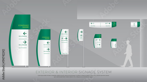 Exterior And Interior Signage System Direction Pole Wall