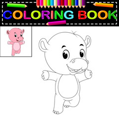 Wall Mural - hippo coloring book