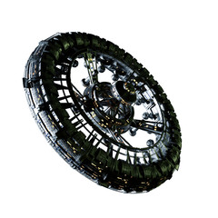 Wall Mural - futuristic space station isolated on white background, high detail spacecraft (3d science fiction il