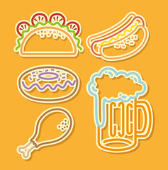 Sticker - fast food set icons