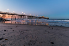 The Oceanside, California Fishing Pier At Dawn, Located In San Diego County.