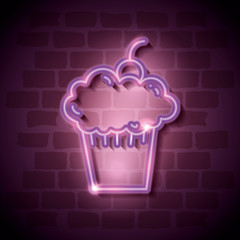 Sticker - cupcake sweet neon label