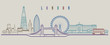London skyline. Vector background. Outline graphic illustration.