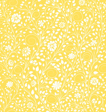 Yellow Floral Background. Vector Seamless Pattern. Wedding Background.