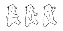 Bear Vector Polar Bear Breed Walk Illustration Character Cartoon Doodle White