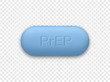 PrEp tablet. Vector pre-exposure prophylaxis blue pill developed to prevent HIV epidemic.