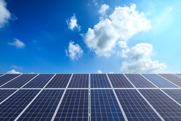 Solar panels and sky background,green energy concept