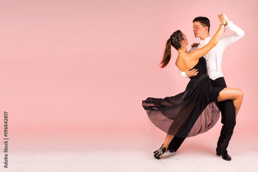 Tango dancing school couple background - obrazy, fototapety, plakaty 