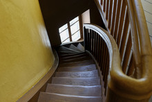 Old Wooden Round Staircase Spiraling