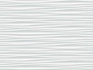 White pattern background with seamless wave wall texture. Vector modern ripple interior decoration. Seamless 3d geometry design