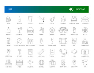 Sticker - Line icons set. Bar pack. Vector Illustration