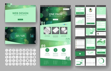 Wall Mural - website design template and interface elements