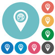International route GPS map location flat round icons