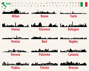 Fototapete - Italy vector cities skylines silhouettes