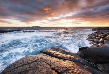 Wall Mural - seascape during sunrise. beautiful natural landscape on the seashore