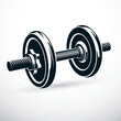 Dumbbell vector illustration isolated on white composed with disc weight. Sport equipment for weight lifting and cross fit training.