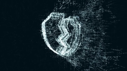 Wall Mural - Breaking logo, a design consisting of a code of numbers and a symbol. Abstract hacking icon in computer cyber network on a dark turquoise background