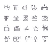 Culture And Creative Fine Art Line Icons Set