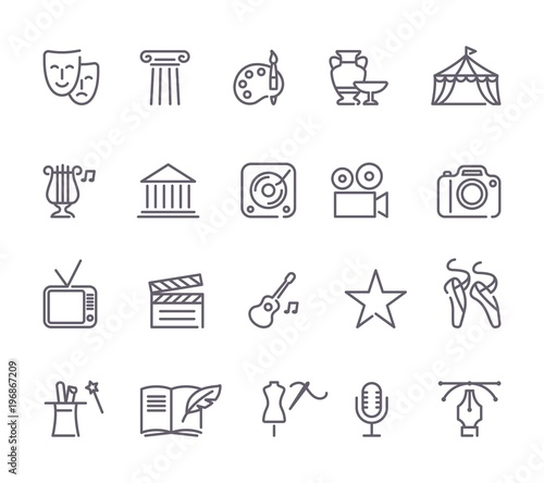 Fotografía Culture and Creative Fine Art Line Icons Set