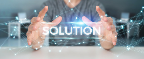 Fototapete - Businessman using solution digital text 3D rendering