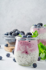 Acai berry and chia seed pudding