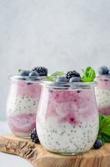 Wall Mural - Acai berry and chia seed pudding