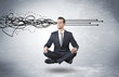 © ra2 studio - Businessman meditates with purifying doodle concept