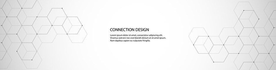 vector banner design with hexagons abstract background.
