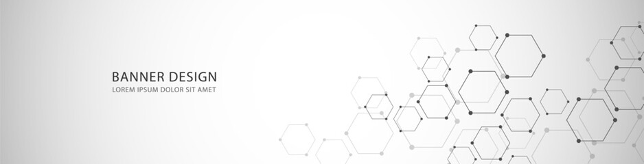 vector banner design with hexagons abstract background.