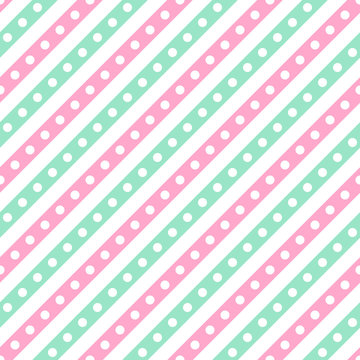 Cute seamless vector pattern with diagonal lines and dots