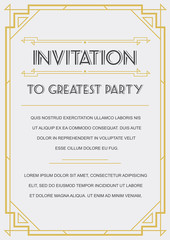 Gatsby Style Invitation in Art Deco or Nouveau Epoch 1920's Gangster Era Raster