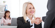 © missty - Business handshake. Business handshake and business people concept. Successful Business woman smiling friendly